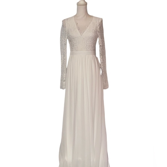 Lulu’s Lace Maxi Wedding Dress in WHT Size Small - Picture 1 of 16